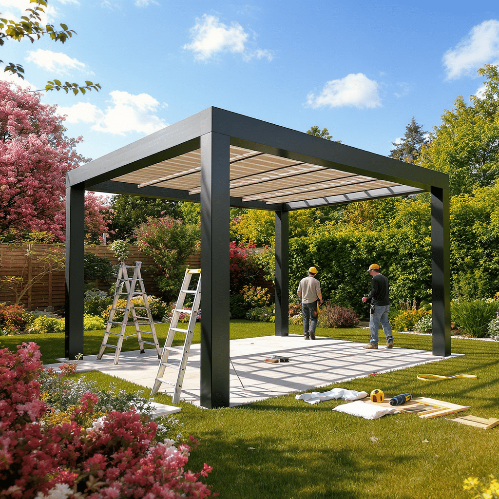 Pergola installation in London garden